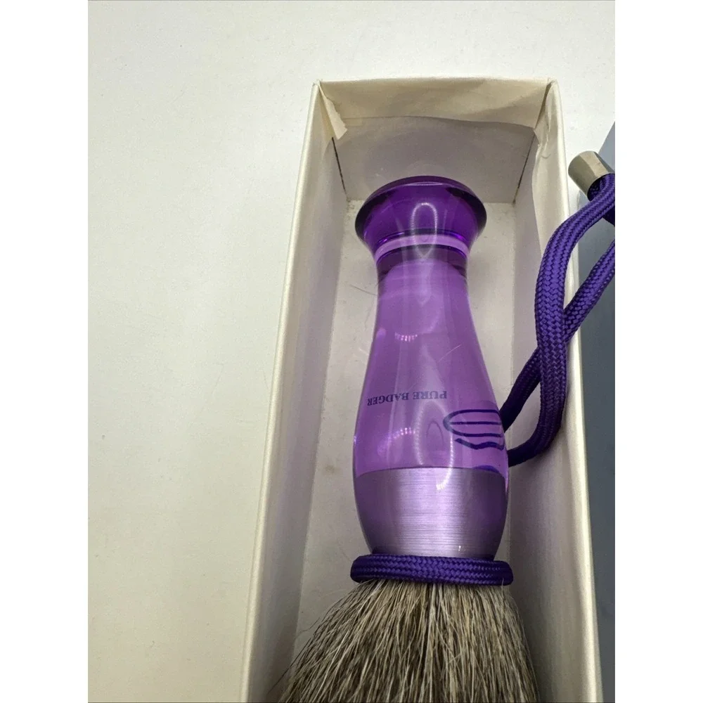 eShave Pure Badger Shaving Brush Purple Clear New